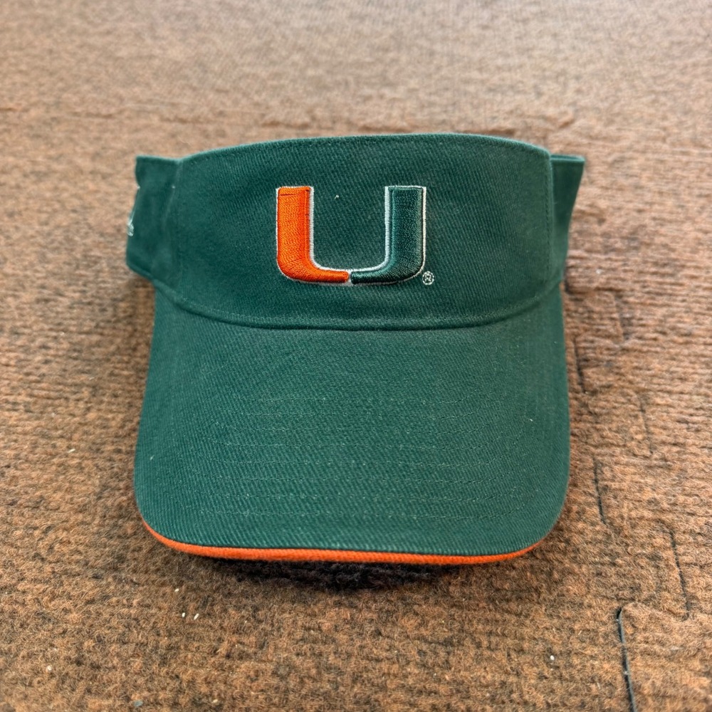 Signatures Miami Hurricanes Visor Hat Green Orange NCAA The U Adjustable OSFM A+